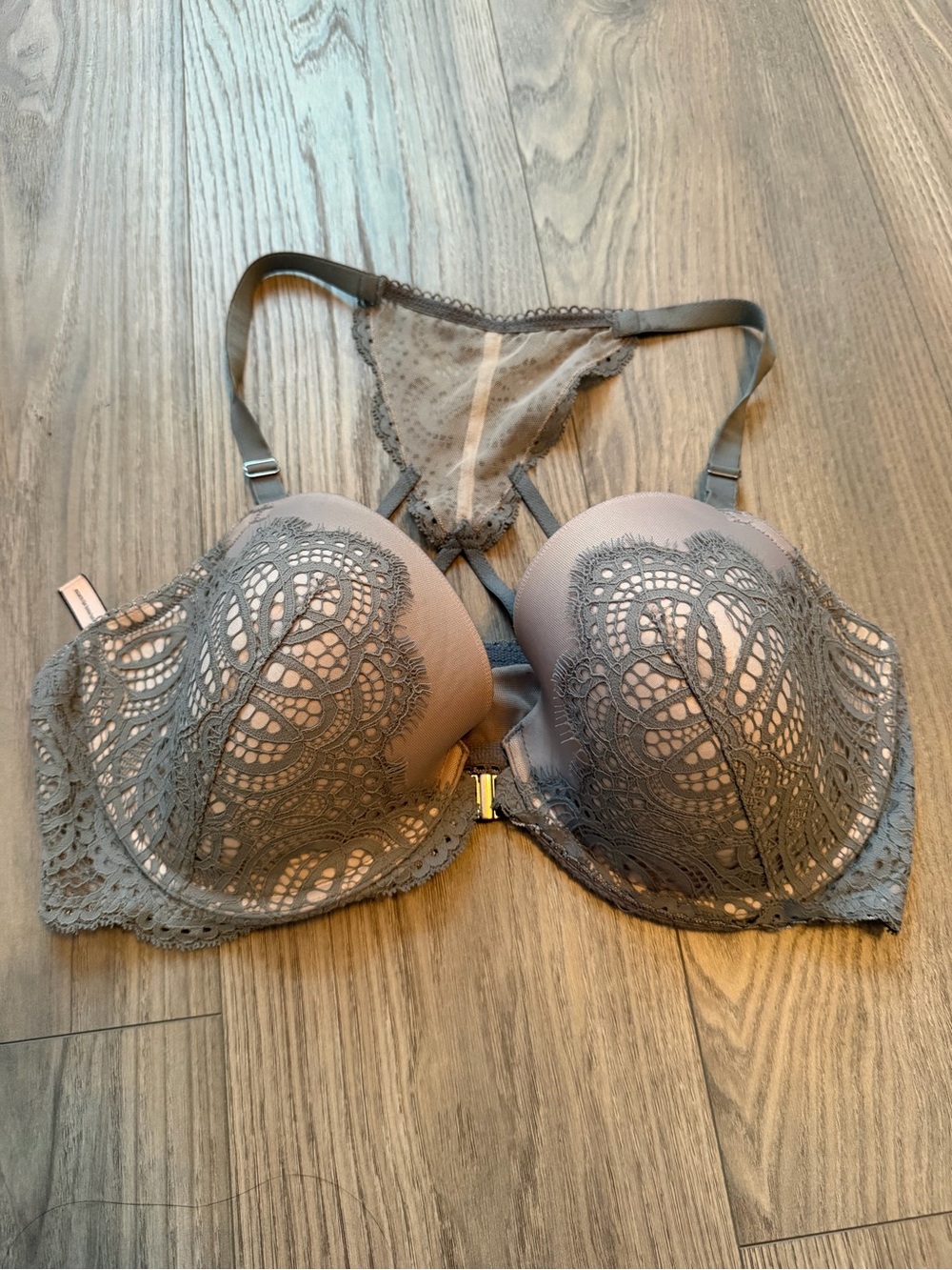 Victoria's Secret Dream Angels Grey Lace Lined Demi Bra 38DD